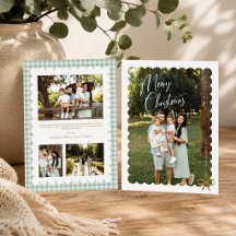 Geschwungener Foto-Bogen-Sage-Gingham-Frohe-Weihna