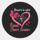 Gesegnet, als Brustkrebs Überlebender Christus bez Runder Aufkleber (Vorderseite)