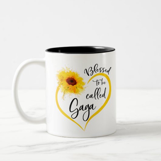 Gesegnet als Gaga Sonnenblumen Geschenke Zweifarbige Tasse (Links)