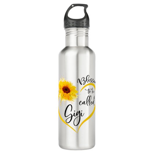 Gesegnet als Gigi Sonnenblumen Geschenke Edelstahlflasche (Vorderseite)