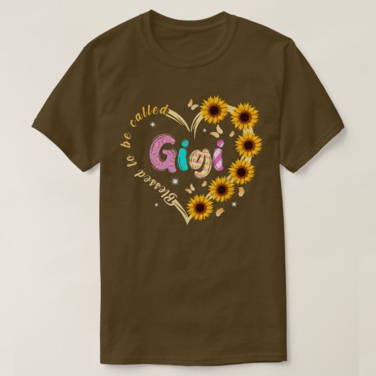 Gesegnet als Gigi Sonnenblumen Herz für Mama T-Shirt (Design vorne)