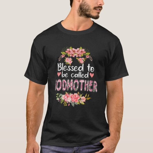 Gesegnet, als Godmutter Floral Godmutter Mo genann T-Shirt (Vorderseite)