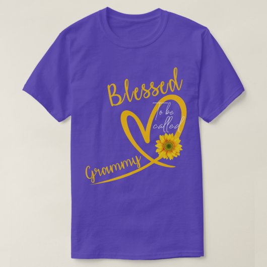 Gesegnet, als Grammy Herz Sonnenblume Mutter genan T-Shirt (Design vorne)