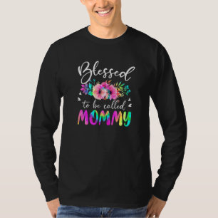 Gesegnet, als Mama florale Gefärbte Krawatte Mommy T-Shirt