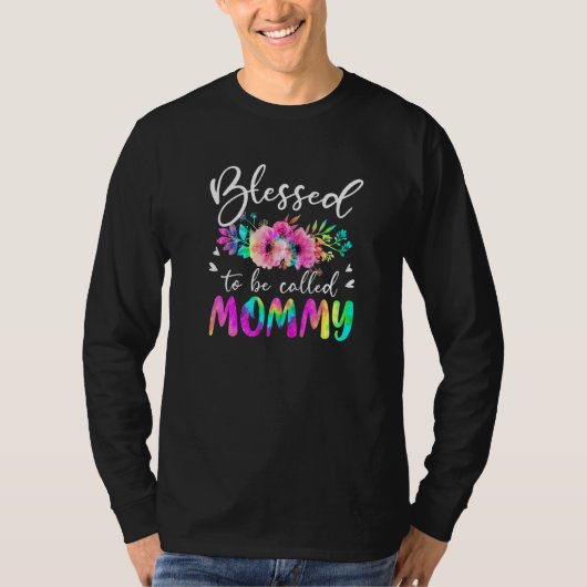 Gesegnet, als Mama florale Gefärbte Krawatte Mommy T-Shirt (Vorderseite)