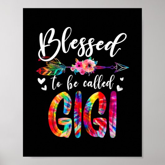 Gesegnet, als Mama Gigi Floral Gefärbte Krawatte b Poster (Vorne)