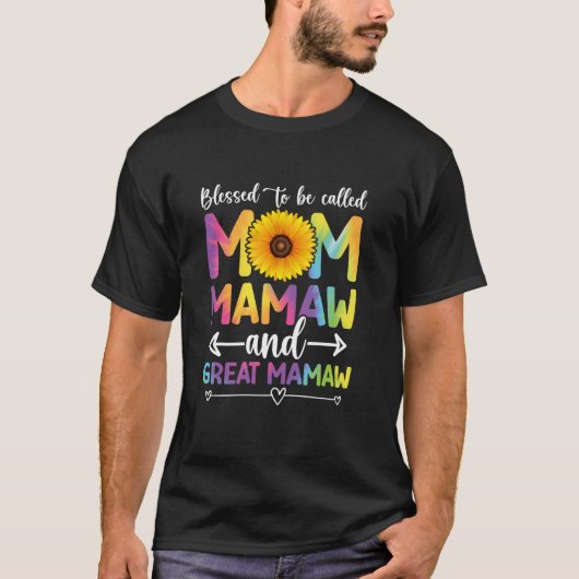 Gesegnet als Mama Mamaw und Großes Mamaw Lon T-Shirt (Vorderseite)