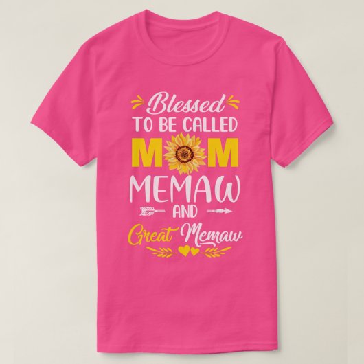 Gesegnet, als Mama Memaw Great Memaw Mütter genann T-Shirt (Design vorne)
