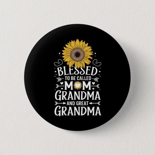 Gesegnet, als Mama Oma große Sonnenblume genannt z Button (Vorderseite)