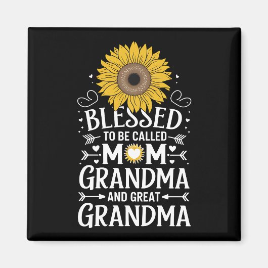 Gesegnet, als Mama Oma große Sonnenblume genannt z Magnet (Vorne)