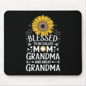 Gesegnet, als Mama Oma große Sonnenblume genannt z Mousepad (Vorne)