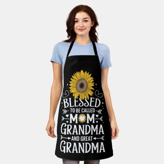 Gesegnet, als Mama Oma große Sonnenblume genannt z Schürze (Getragen)