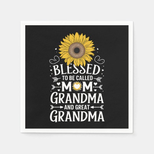 Gesegnet, als Mama Oma große Sonnenblume genannt z Serviette (Vorderseite)