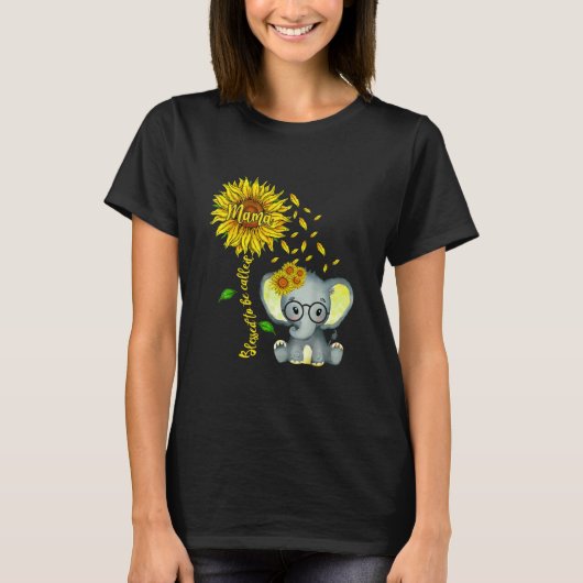 Gesegnet, als Mama Sonnenblumen-Elefant bezeichnet T-Shirt (Vorderseite)