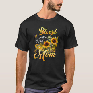 Gesegnet als Mama Sonnenblumenmütter Tag 202 T-Shirt