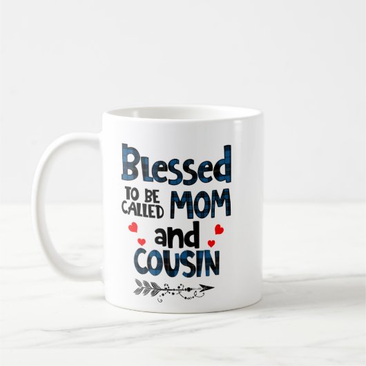 Gesegnet als Mama und Cousin Kaffeetasse (Links)