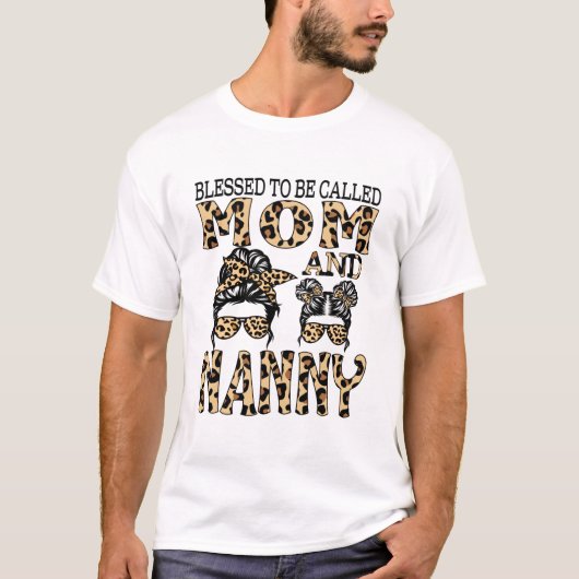 Gesegnet, als Mama und Gruscha Leopard bezeichnet T-Shirt (Vorderseite)
