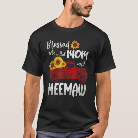 Gesegnet als Mama und Meemaw Niedliche Sonnenblume T-Shirt (Vorderseite)