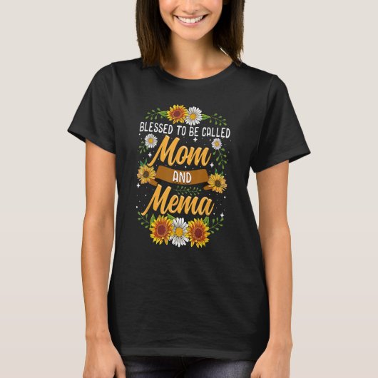 Gesegnet, als Mama und Mema Shirt Niedlich Sunfl (Vorderseite)