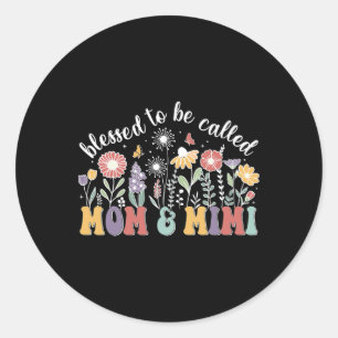 Gesegnet, als Mama und Mimi Niedliche Blume zu bez Runder Aufkleber