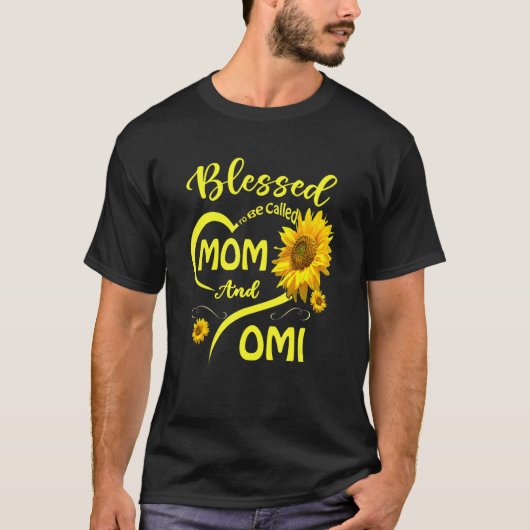 Gesegnet als Mama und Omi Sonnenblumenmütter T-Shirt (Vorderseite)
