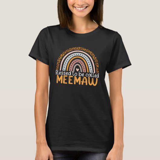Gesegnet als Meemaw Leopard Rainbow Best T-Shirt (Vorderseite)