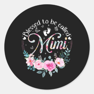 Gesegnet, als Mimi Niedliche Blumenmütter Tag gena Runder Aufkleber