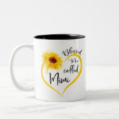 Gesegnet als Mimi Sonnenblumen Geschenke Zweifarbige Tasse (Links)