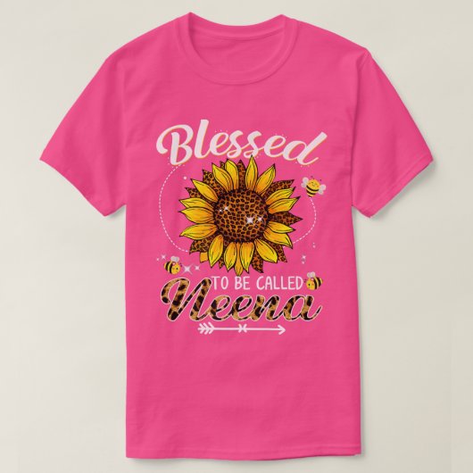 Gesegnet als Neena Funny Leopard Sonnenblume genan T-Shirt (Design vorne)