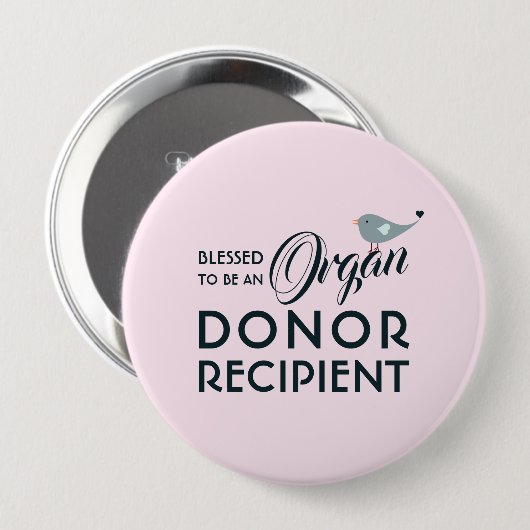 Gesegnet als Organspender Empfänger Rosa Runde Button (Vorne & Hinten)