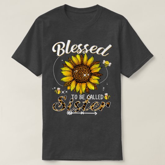 Gesegnet, als Schwester Funny Leopard Sunflove gen T-Shirt (Design vorne)