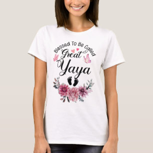 Gesegnet als Yaya Floral Yaya Mütter Tag T-Shirt