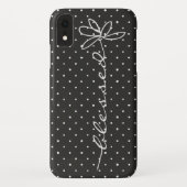 Gesegnet auf schwarz mit weißen Polka-Punkten Case-Mate iPhone Hülle (Rückseite)