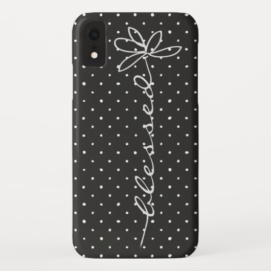 Gesegnet auf schwarz mit weißen Polka-Punkten Case-Mate iPhone Hülle (Rückseite)