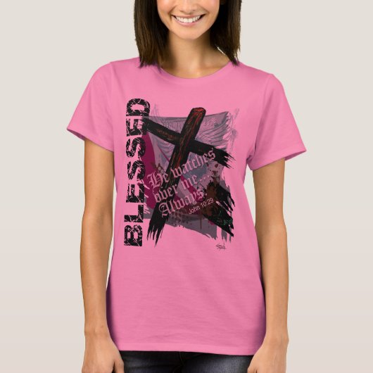 Gesegnet - christliches Bibelscripture-John-10:29 T-Shirt (Vorderseite)