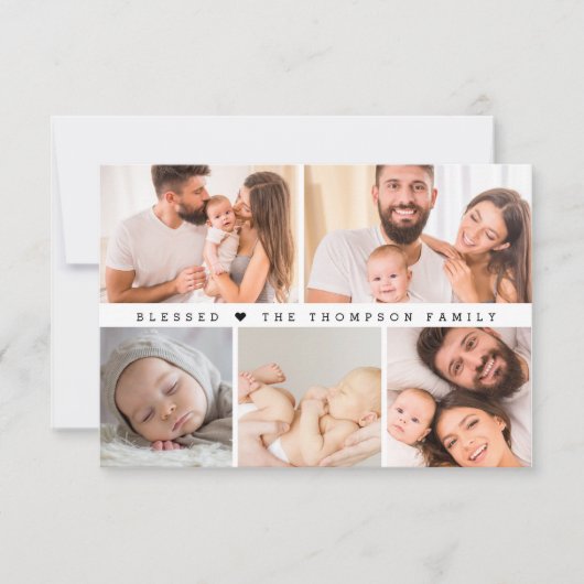 Gesegnet Custom Foto Collage Baby Dusche Dankeskarte (Vorderseite)