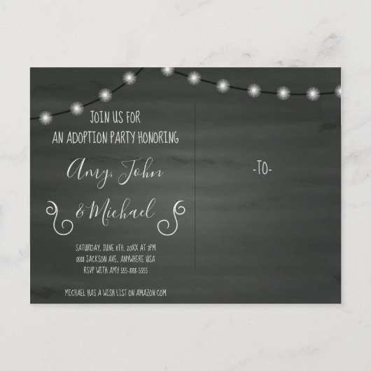 Gesegnet durch Party Einladung der Adoption Ankünd (Rückseite)