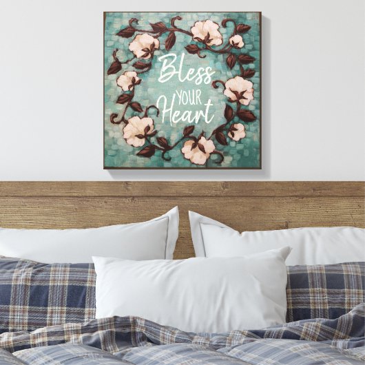 "Gesegnet euer Herz" Baumwollreath Gestrickte Lein Leinwanddruck (Insitu (Schlafzimmer))