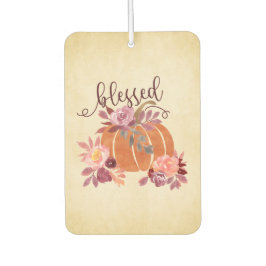 Gesegnet - Fall Pumpkin mit rosa Blume Autolufterfrischer