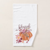 Gesegnet - Fall Pumpkin mit rosa Blume Handtuch (Handtuch)