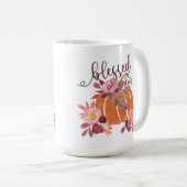 Gesegnet - Fall Pumpkin mit rosa Blume Kaffeetasse (VorderseiteRechts)