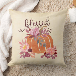 Gesegnet - Fall Pumpkin mit rosa Blume Kissen