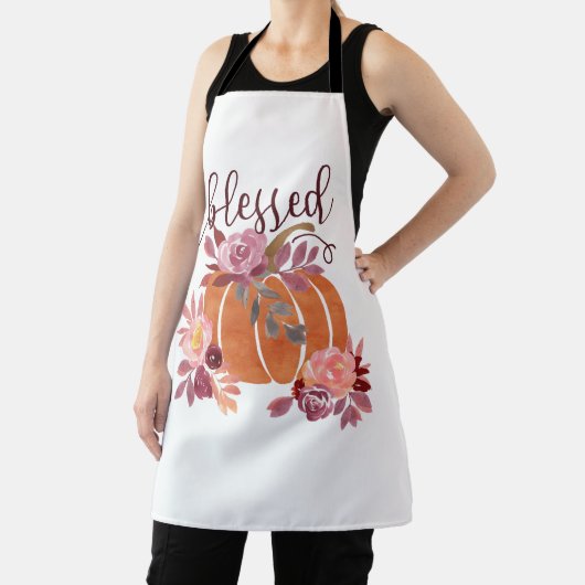 Gesegnet - Fall Pumpkin mit rosa Blume Schürze (InSitu)