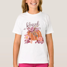 Gesegnet - Fall Pumpkin mit rosa Blume T-Shirt