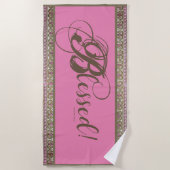 Gesegnet! Fancy Strandtuch (Pink) (Vorderseite)
