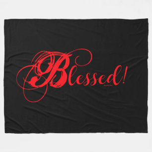Gesegnet! Fleece-Decke (Schwarz/Rot) Fleecedecke