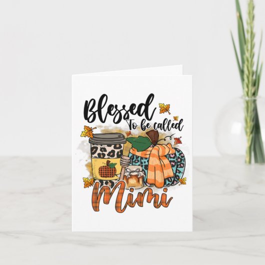Gesegnet, genannt Mimi Fall Pumpkin Thanksgivin Karte (Vorderseite)