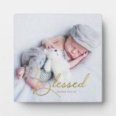 "Gesegnet" Gold Foil Effect Baby Personalisiert Fotoplatte (Vorderseite)