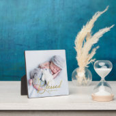 "Gesegnet" Gold Foil Effect Baby Personalisiert Fotoplatte (InSitu)