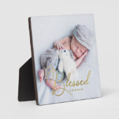 "Gesegnet" Gold Foil Effect Baby Personalisiert Fotoplatte (Vorderseite)